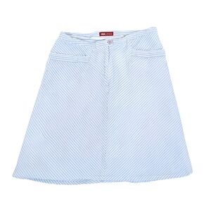 H&M L.O.G.G. Blue & White Striped Mini Skirt 4
